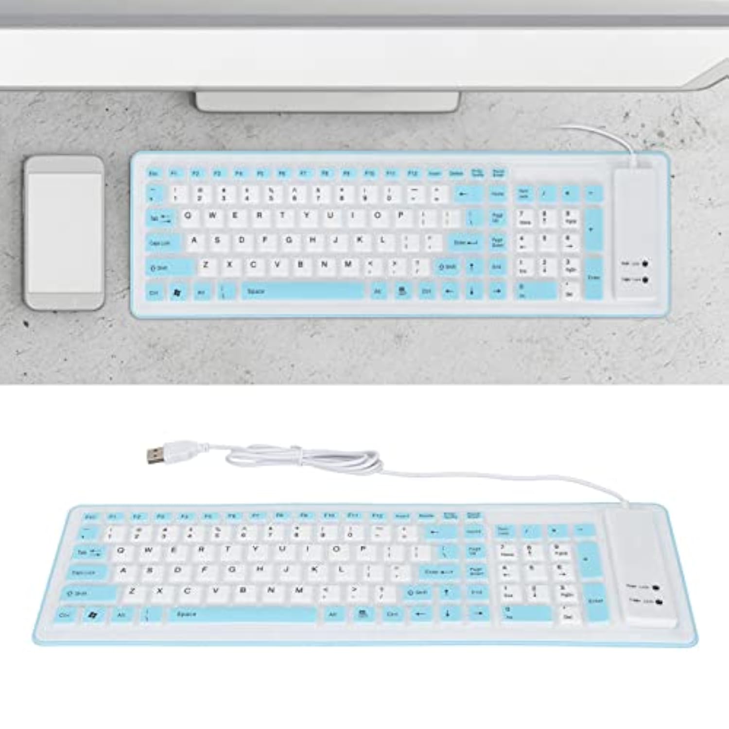 Foldable Silicone Keyboard,Usb Wired Silicone Keyboard,103 Keys Waterproof Rol