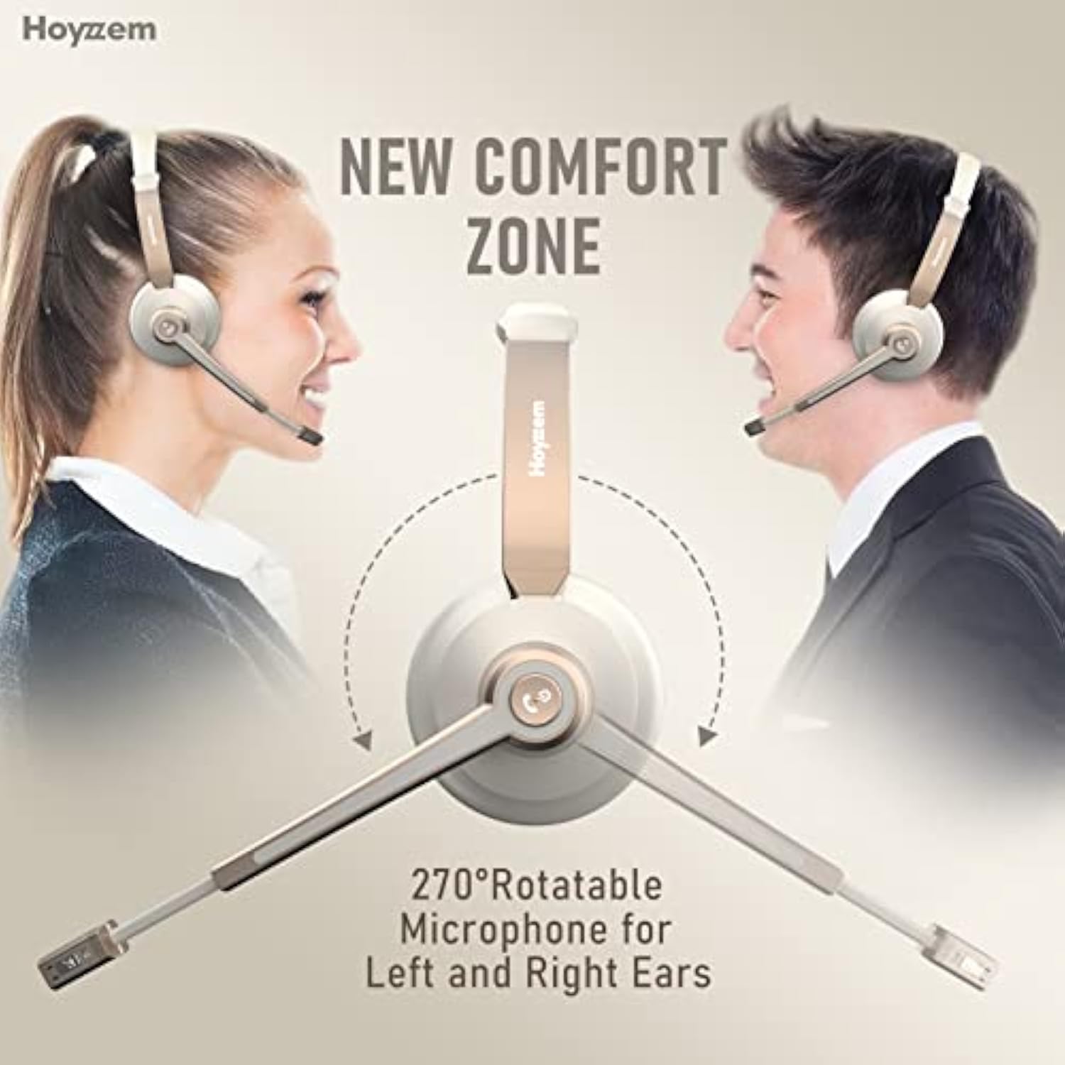 Bluetooth Headset, Wireless Headphones With Microphone Noise Canceling & Usb Dongle, V5.0 Trucker Bluetooth Headset With Mic Mute & Charge Dock For Pc/Laptop/Phone/Meeting/Callcenter/Office Gold