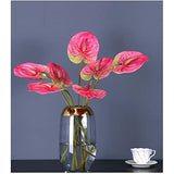 6 Pcs 27" Simulation Large Artificial Anthurium Lily Flowers Permanent Flower For Home Decoration Bouquet And Green Leaf? Wedding Festival Decoration Flower Arrangement (Pink)