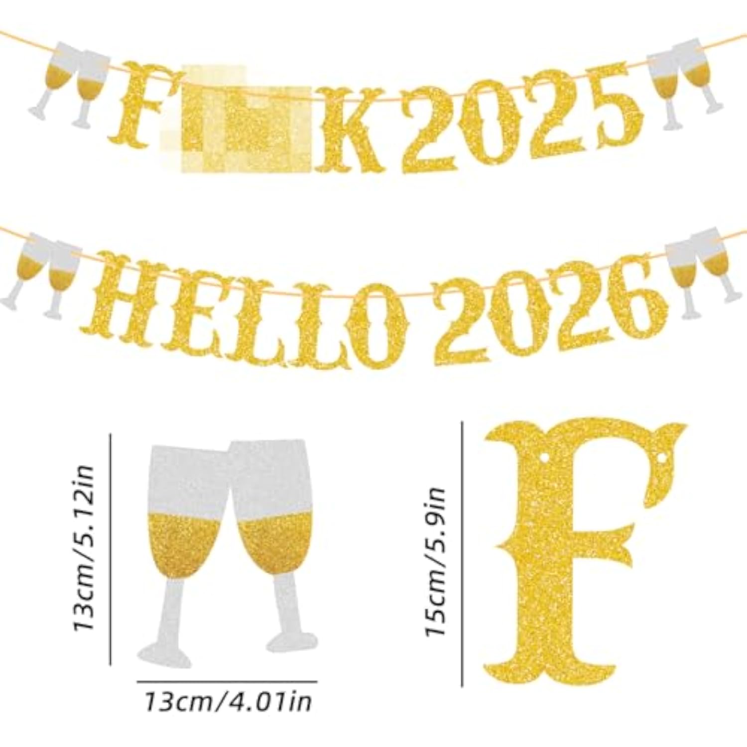Happy New Year Banner Hello 2026 Party Decorations NYE Supplies