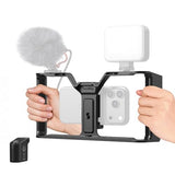 IG-02 Wireless Control Universal Phone Cage for Short Video Starters, Dual Handgrip Smartphone Video Rig with Cold Shoe Mount, for iPhone 17 16 &