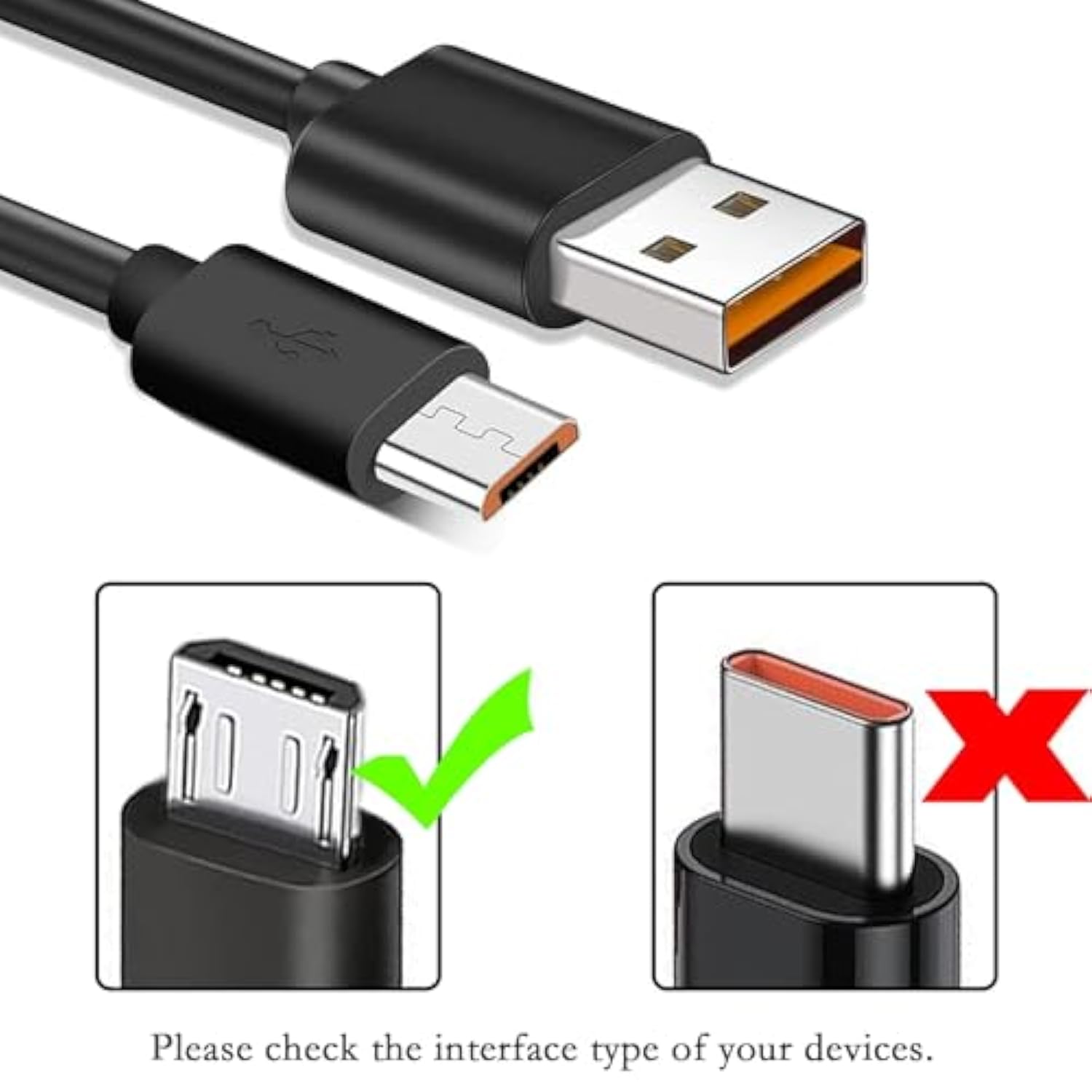 Micro Fast Charger Charging Cable Fit For Lg Flip Phone, Orbic Journey V, Orbic Slim, Cat S60 S41 S42 S31 B30, Freestyle Libre Reader 2 Libre 14 Day & More Flip Cell Phone Charge Cord