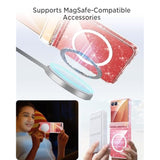 Miimall for Samsung Flip 7 Case Clear Glitter Sparkly Shiny Bling Sparkle [Compatible with MagSafe] Hinge Protection Transparent Hard Shockproof Cover for Z Flip 7 Cases Clear Magsafe, Clear Shimmer