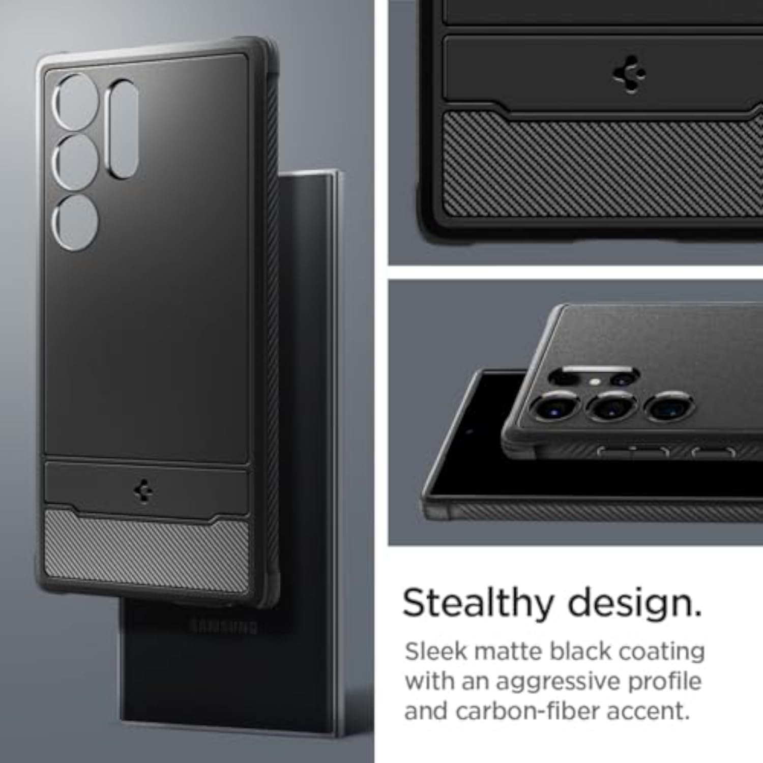Spigen Rugged Armor Case for Samsung Galaxy S24 Ultra - Matte Black