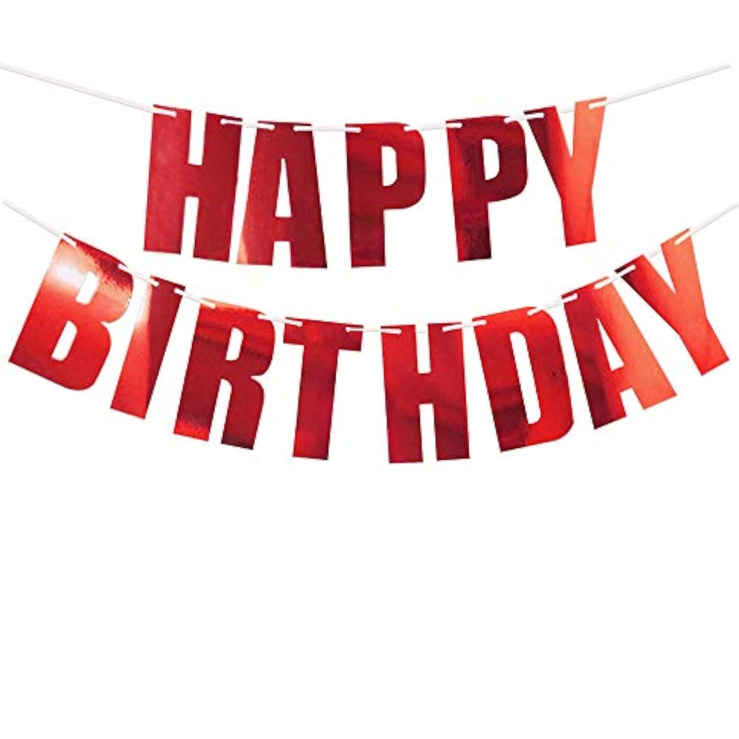 Red Happy Birthday Banner Metallic Garland 13Pcs Party Hanging Decorations