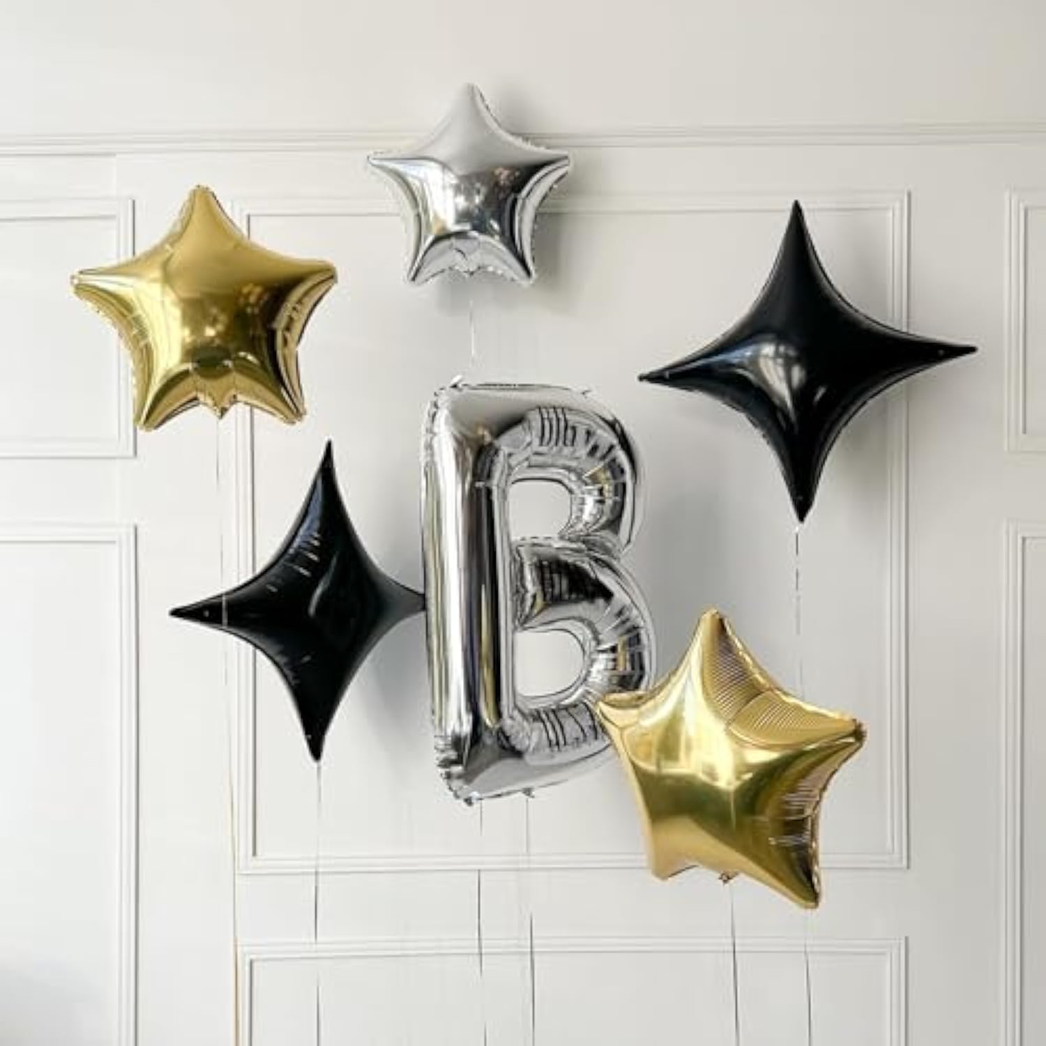 Black Star Foil Balloons: Birthday Anniversary Party Decor - 12pcs