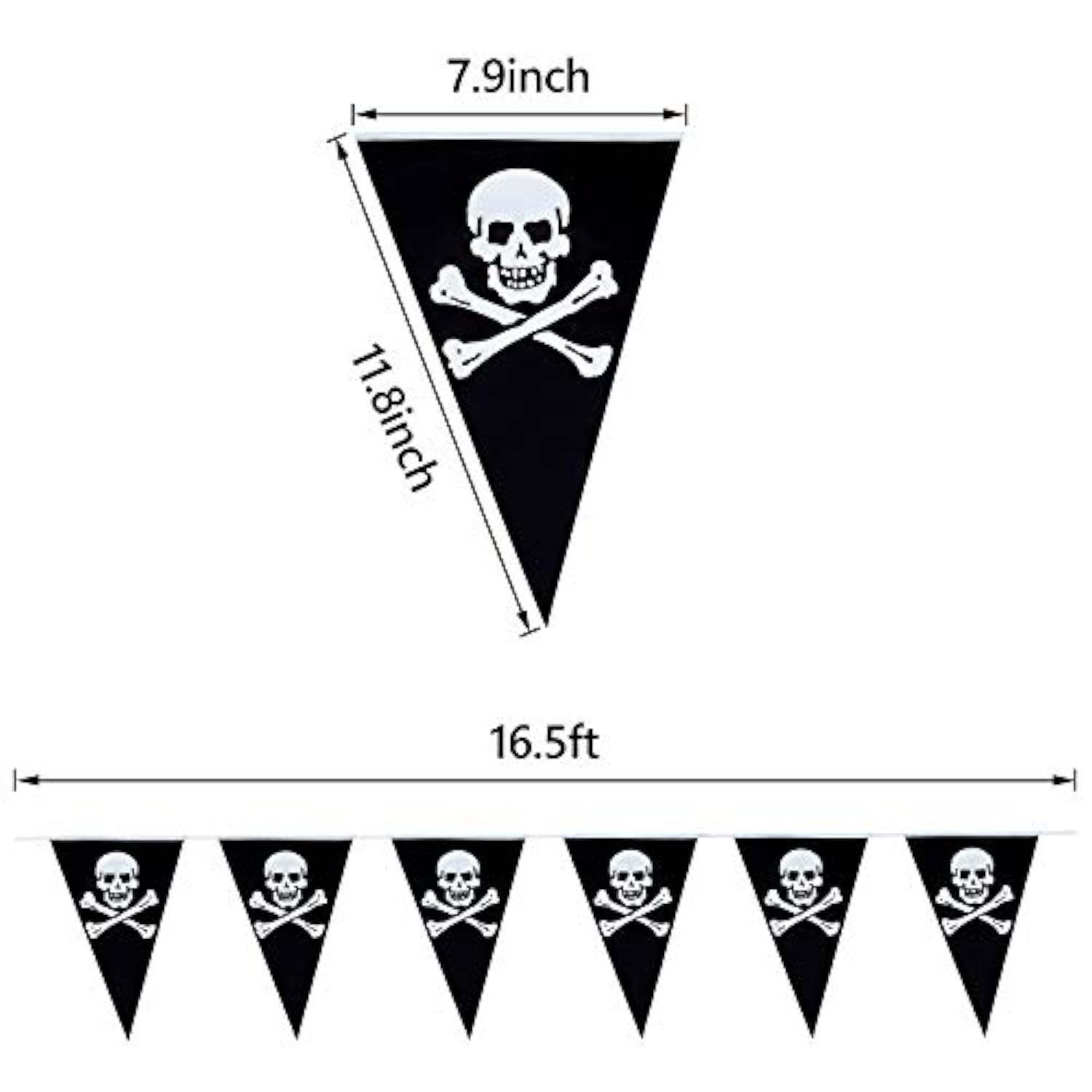 60pcs Pirate Skull Banner — Jolly Roger Flag Pennant for Halloween Party
