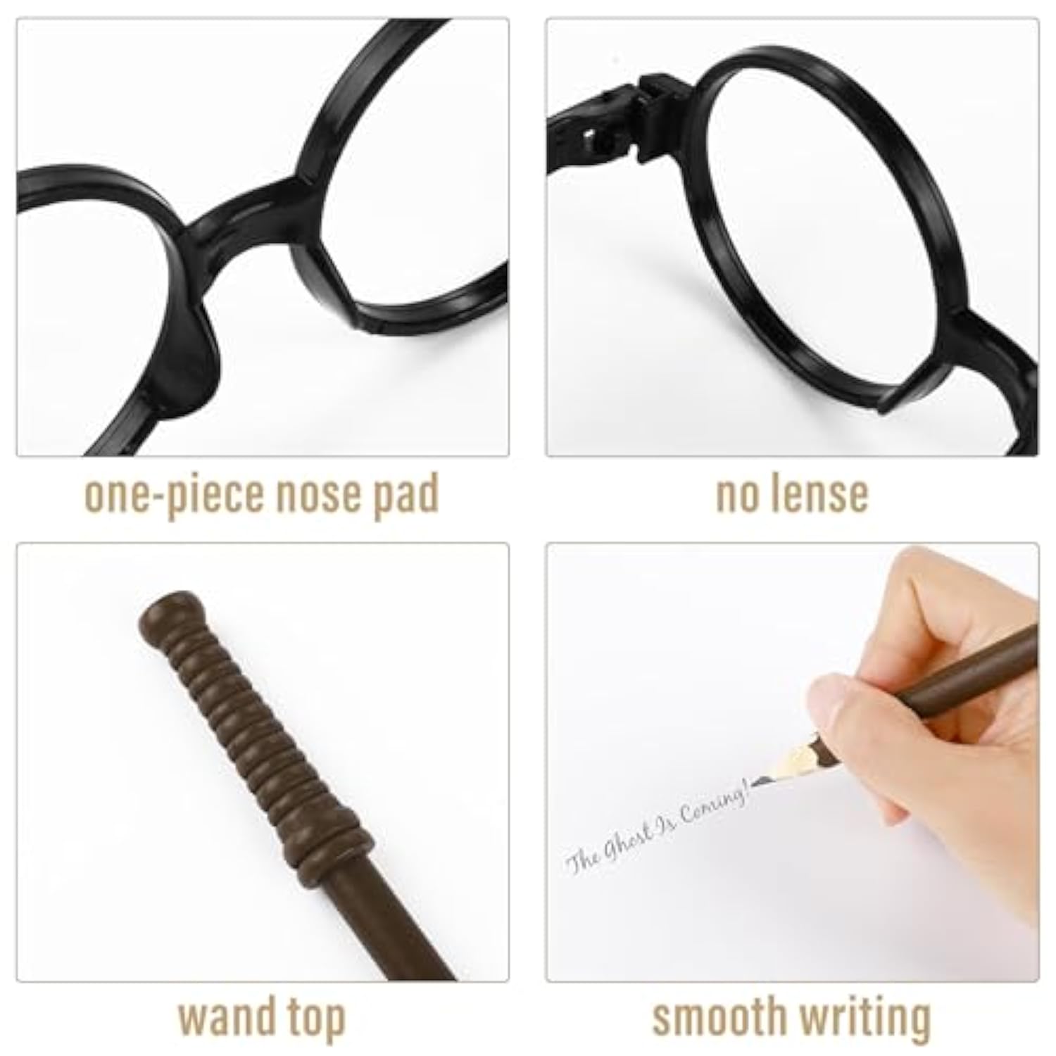 72 Pieces Wizard Party Favors Set 24 Wand Pencils 24 Wizard Glasses With Round Frame No Lenses 24 Lightning Bolt Tattoos For Wizard Theme Party Supplies Birthday School Cosplay Decor, Medium