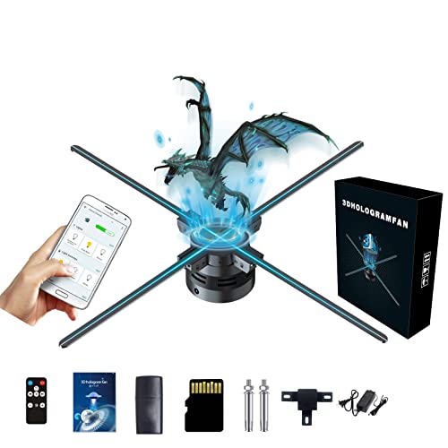 3D Hologramfan, 25.6 Hologramfan Projector Hd Led Holographic Christmas Tree Advertising Display With Remote,Bluetooth,Splicing,1500+ Video Library For Business Store Signs,Bar,Party,Halloween