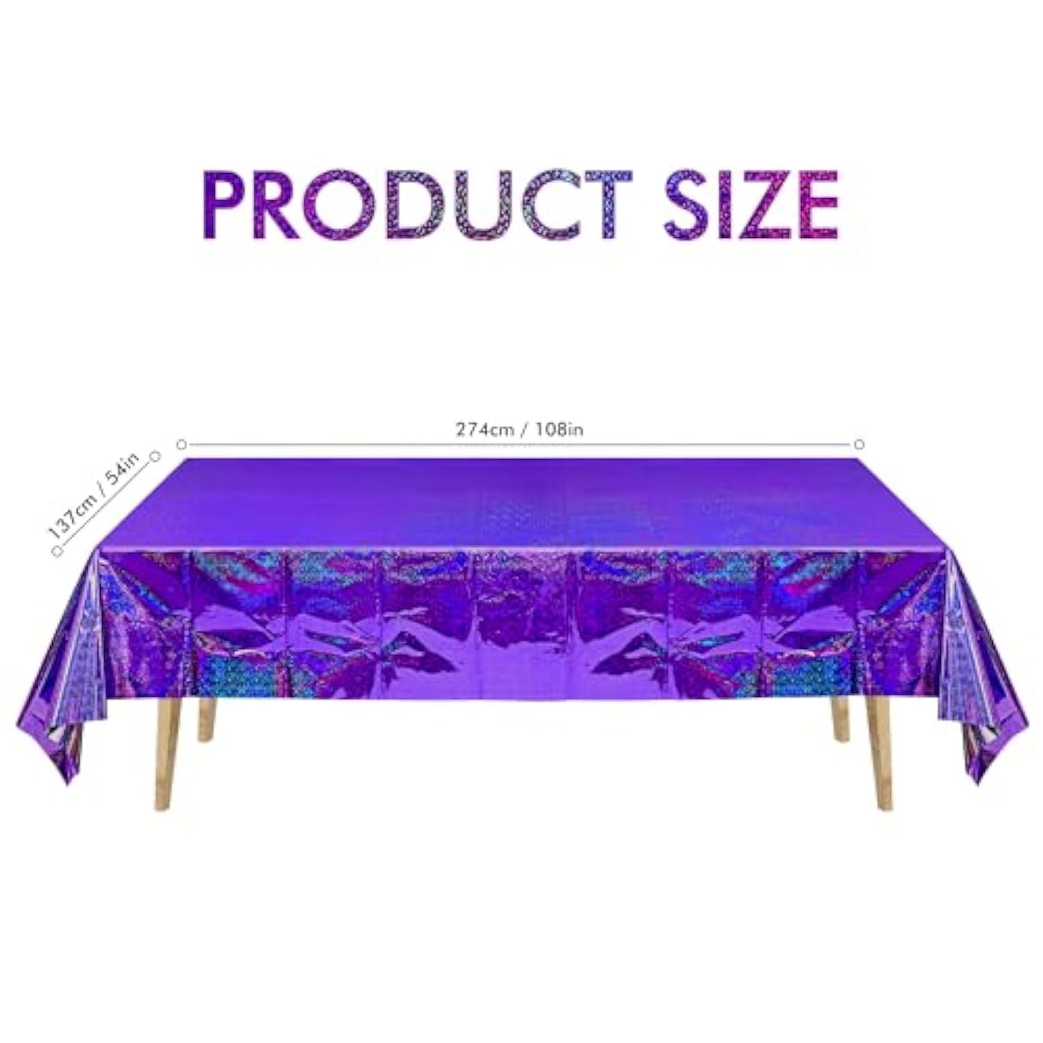 Purple Tablecloth Rectangle Table Cloth 2 Set - Plastic Disposable Party Table Covers For Birthdays/Valentines/Bridal Shower/Bachelorette/Anniversary/Engagement Party - 108" X 54"