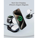 Charging Station For Iphone 16/16 Pro/16 Pro Max, Wireless Charger For Magsafe Iphones, 3 In 1 Magnetic Charger Stand For Iphone 16/15/14/13/12 Series, Apple Watch & Airpods.(Blk)