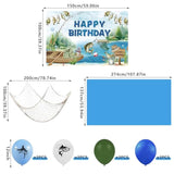 Gone Fishing Party Kit with Backdrop, Tablecloth, Balloons & Fish Net Decorations