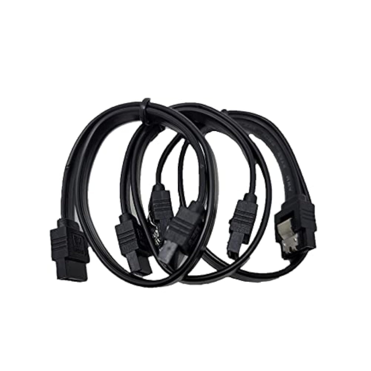 MICRO CONNECTORS 12" SATA III Straight Cable with Locking Latch (Black) 3-Pack