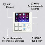 Mechanical Macropad With 3.5" Tft Screen, 8 Programmable Keys, Esp32 Powered Custom Keyboard, Driver-Free Hid For Streamers & Designers, Open Source 3D Printed Case