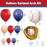 Baseball Birthday Party Decorations, Navy Blue Red Nude Balloon Arch With Baseball Glove Foil Balloons For Boys Girls Summer Birthdays Party Baseball Themed Party Decorations