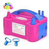 Idaodan Electric Balloon Pump, Portable Electric Balloon Blower Machine Balloon Air Pump Dual Nozzle Rose Red 110V 600W Balloon Inflator For Party Decorations