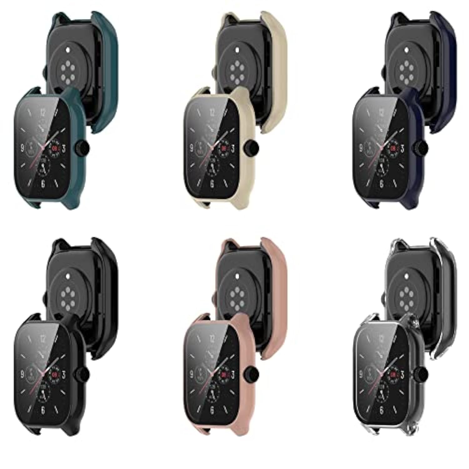 Compatible With Amazfit Gts 4 Case Cover, Scratch-Resistant Pc Protective Case With Hd Tempered Glass Screen Protector For Amazfit Gts 4 Smartwatch (Not For Gts4 Mini) (6-Pack)