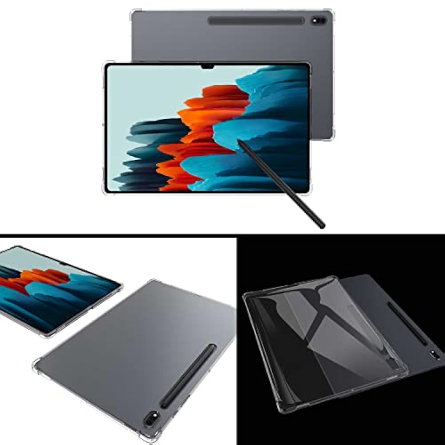 Clear Back Case For 12.4" Samsung Galaxy Tab S8 Plus 2022/S7 Fe 2021/S7 Plus 2