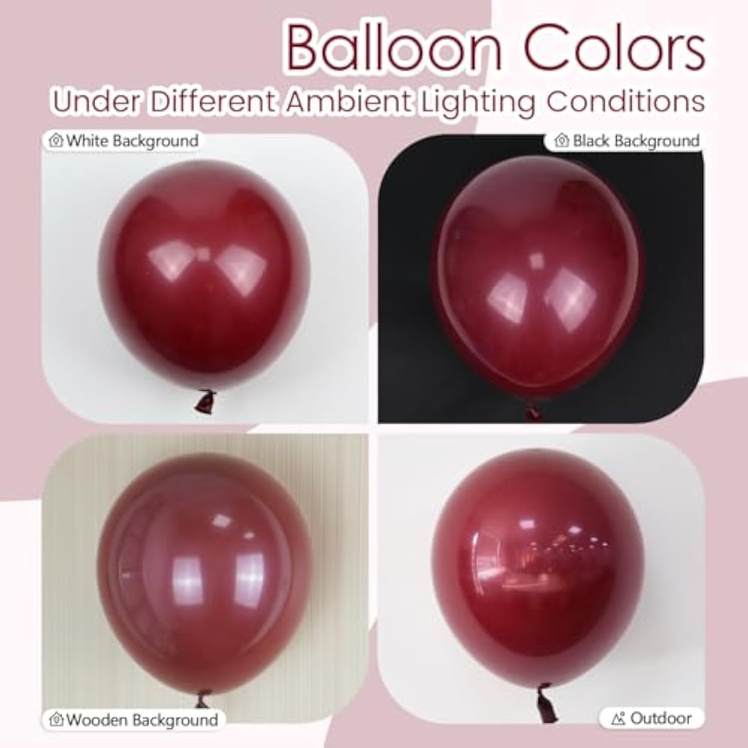 50 Pcs Burgundy & Maroon Balloons 12 Inch for Birthday, Wedding & Parties