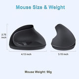 Ergonomic Wireless Mouse,Vertical Mouse 2.4Ghz Optical Mice With Adjustable Dpi For Carpal Tunnel Right Hand,Black
