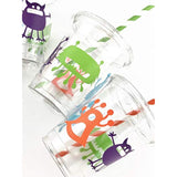 Monster Birthday Cups, Kids Birthday Party, Plastic Disposable Drink Cups, Slot Lids, Paper Straws, Set Of 12