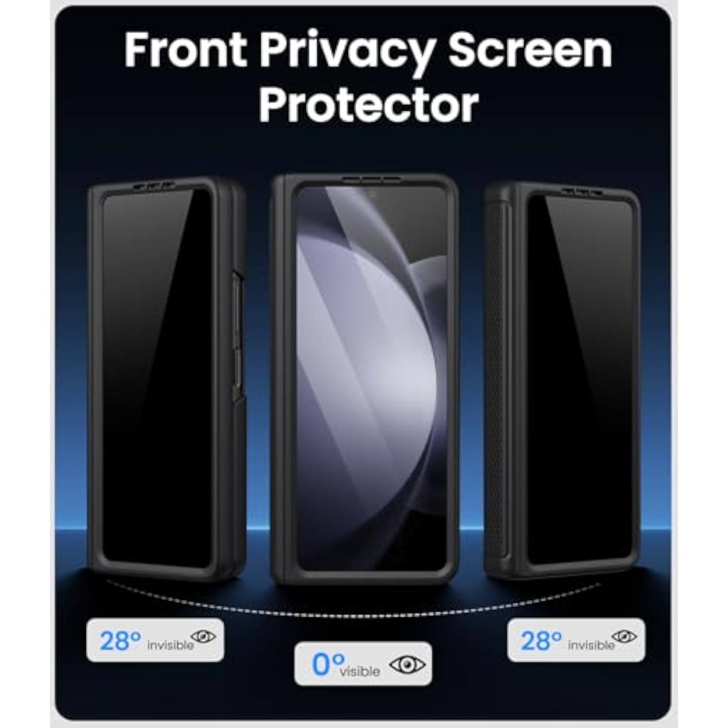 Samsung Galaxy Z Fold 5 Case with Stand and Privacy Screen Protector, Black