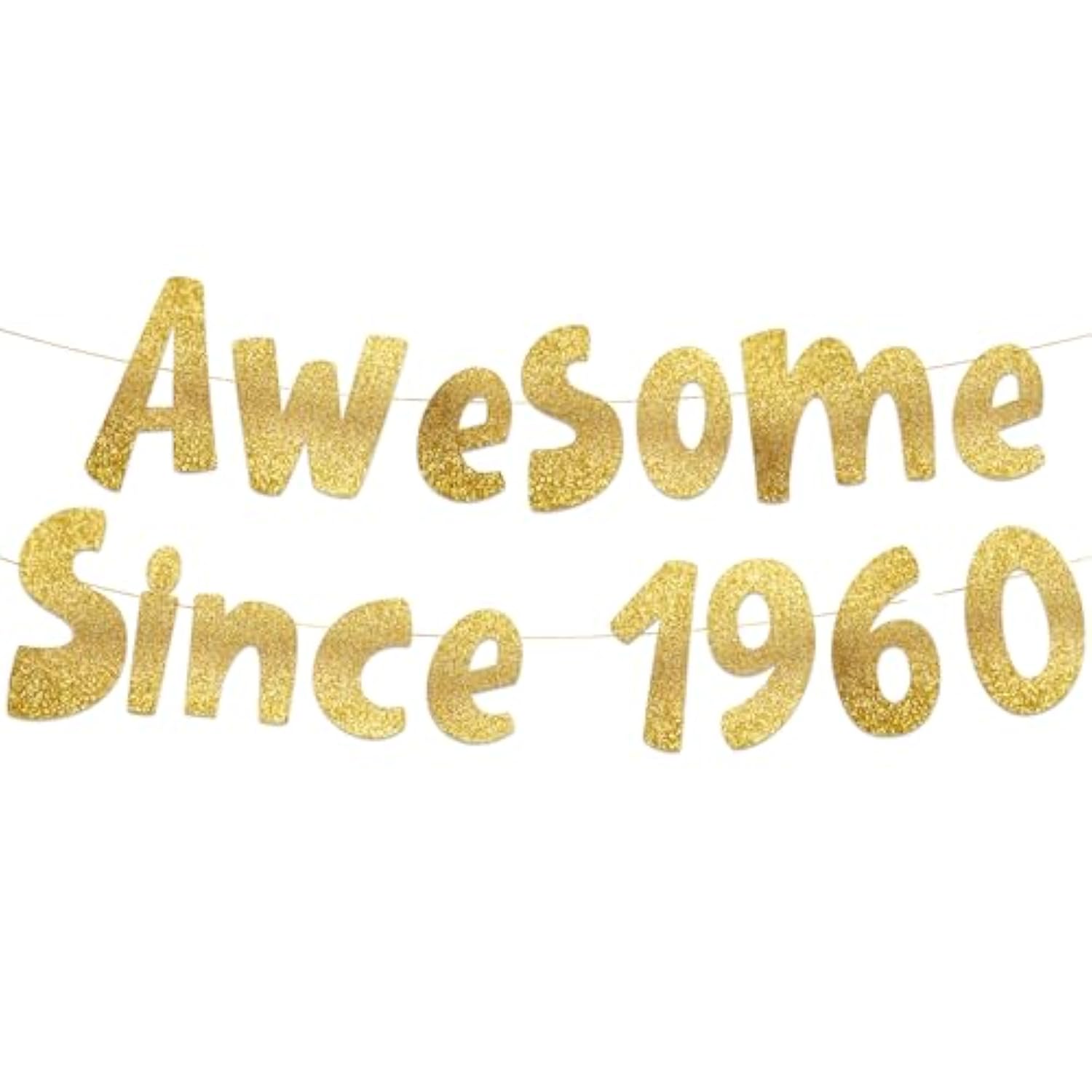 Awesome Since 1960 Gold Glitter Banner - 65Th Birthday And Anniversary Party Decorations