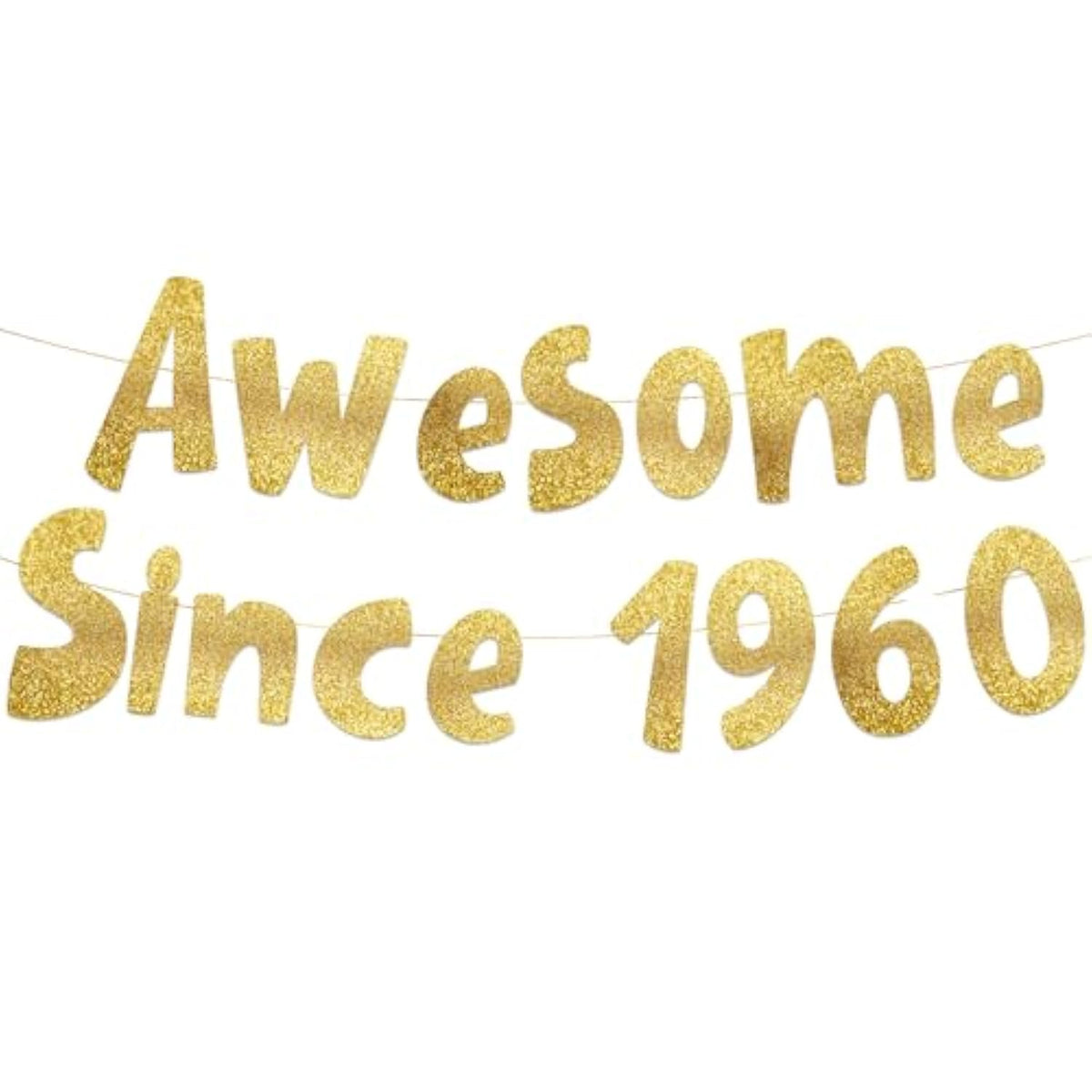 Awesome Since 1960 Gold Glitter Banner - 65Th Birthday And Anniversary Party Decorations