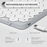 Wireless Bluetooth Keyboard - Hexagon Keycap Portable Ultra-Slim Rechargeable Compact Keyboards Compatible With Mac, Iphone, Ipad(White)