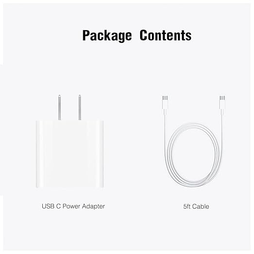 20W USB C Charger with USB C Cable for AirPods Pro AirPods 4 iPhone 17 16 15 Fast Charging