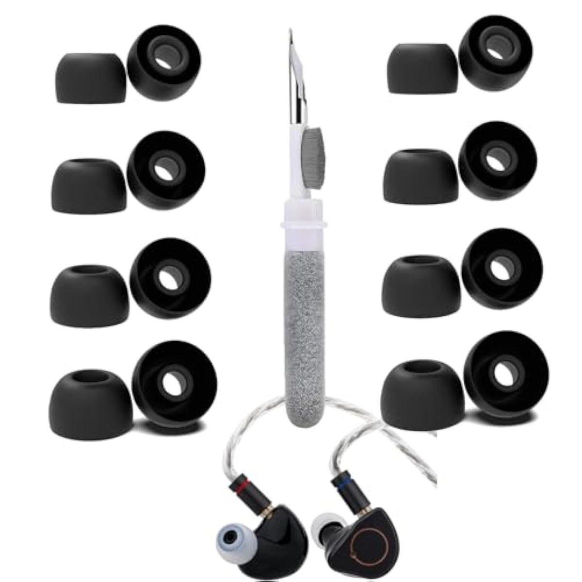 8 Pairs Replacement Ear Tips Compatible With Linsoul Simgot, With 3 In 1 Cleaner Kit, Silicone Ear Tips (Xs/S/M/L)