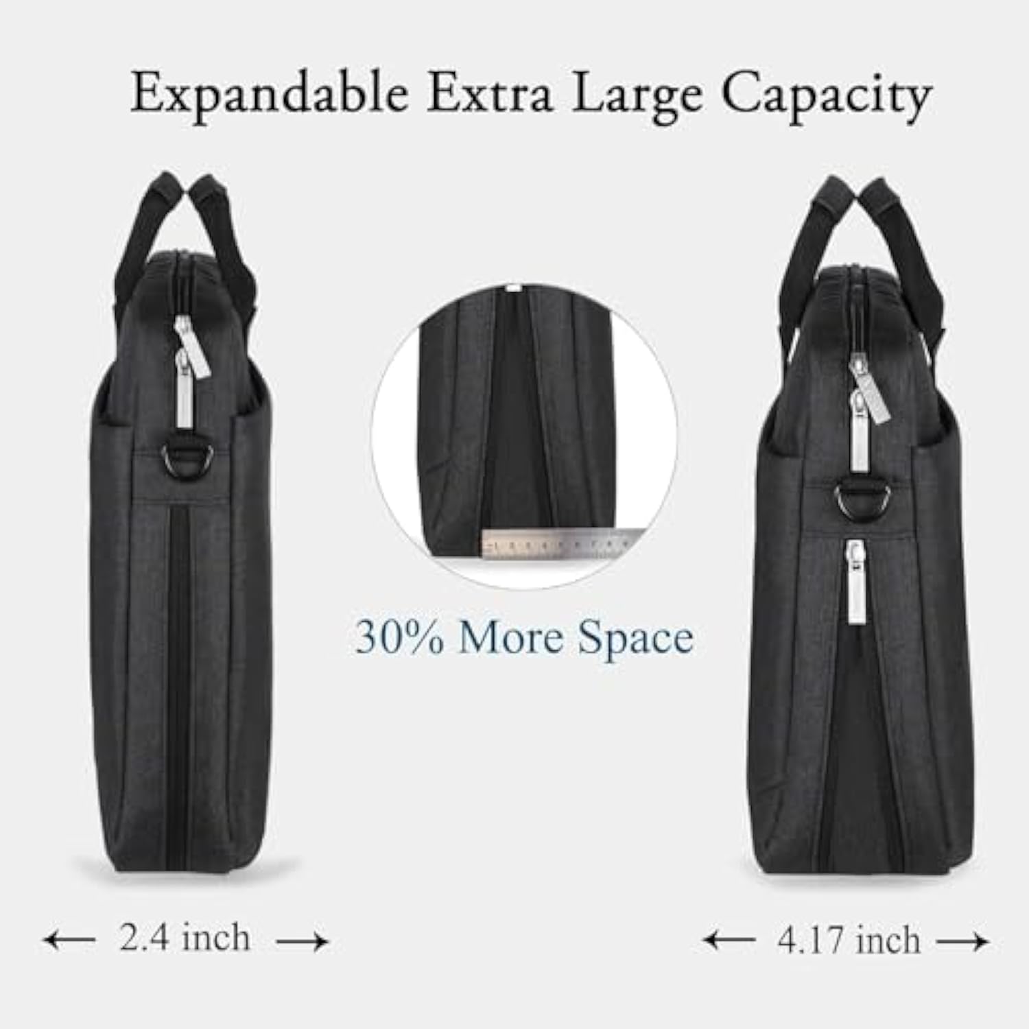 Voova Laptop Bag Case 15 15.6 16 Inch, Computer Sleeve Messenger Bag with Shoulder Strap Expandable Waterproof Business Briefcase for Men Women to Work Travel School, Fit 14-16 Inch Laptop, Black