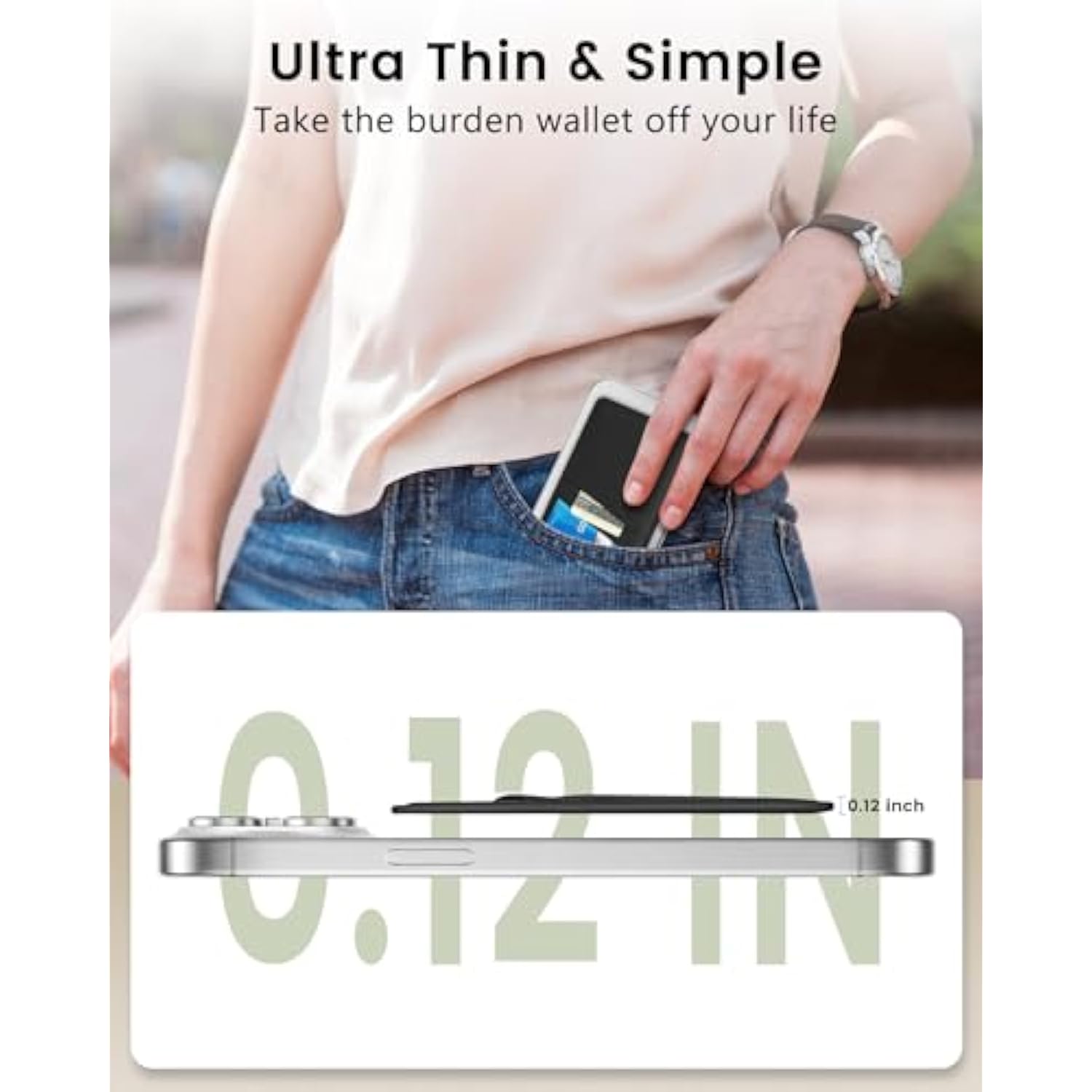 MagSafe Compatible Leather Wallet Card Holder for iPhone 15/14/13/12 - Black