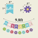 Hello Spring Banner Spring Flower Bunting Garland Spring Easter Party Decorations For The Home Indoor Outdoor Mantel Fireplace Hanging Decor