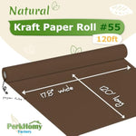 Perkhomy 17.8" X 1,440" (120') Coffee Kraft Paper Roll For Craft Bulletin Board Paper Art Table Covering Crafting Gift Wrapping Bouquet Packing Parcel 80Gsm 55Lb (Coffee, 17.8" X 120')