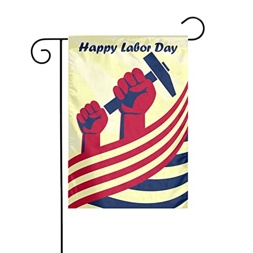 Happy Labor Day Celebrate Garden Yard Double Sided Vertical Flag 12 X 18 inch Indoors Outdoors Perfect Decoration