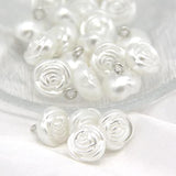 10Mm Rose Flower Pearl Buttons, White Faux Pearl Sewing Buttons, For C