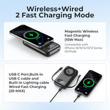 Magnetic Portable Charger 26800mAh for iPhone 17/16/15/14/13/12 with Built-in Cables? iWatch Charger?Wireless Power Bank for  Watch and for