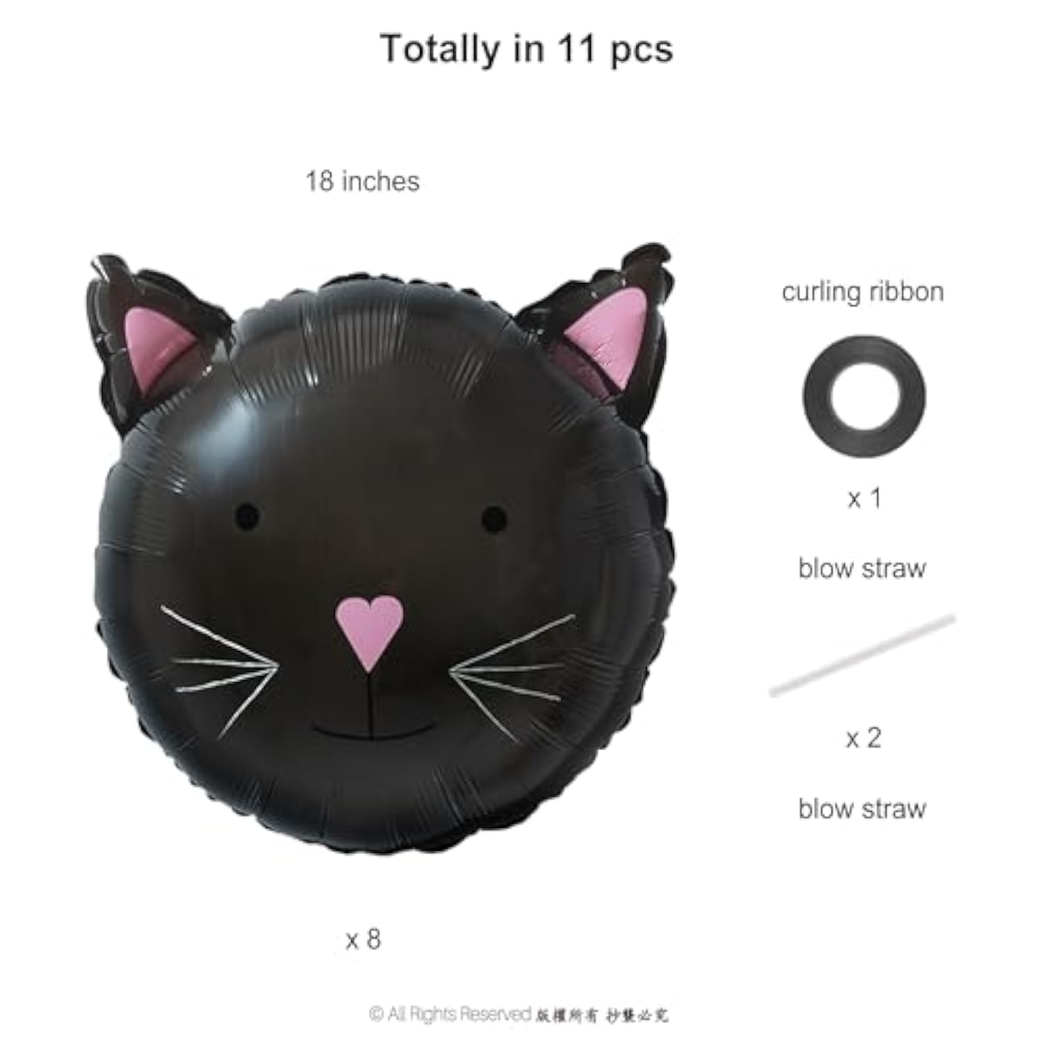 Black Cat Foil Balloons: Spooky Halloween Party Decorations - 8 Pcs