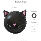 Black Cat Foil Balloons: Spooky Halloween Party Decorations - 8 Pcs