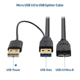 Cable Matters 5Gbps Micro USB 3.0 to USB Splitter Cable - 20 Inches, Micro-B 3.0 to Dual USBA for Data and Extra Power, MicroUSB 3.0 to USBA Y Cable