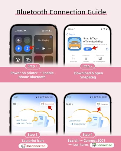 Label Maker, S001 Portable Bluetooth Label Maker Machine With Tape, Thermal Label Printer For Home, Office, School Organization, Wireless Mini Labeler Machine, Pink