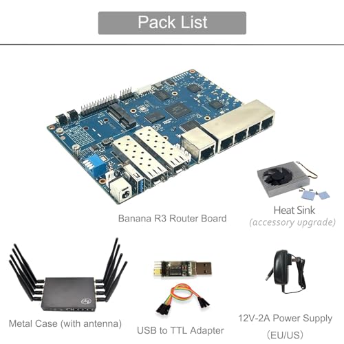 Bpi-R3 Wifi 6 Router Development Board With Mediatek Mt7986 Chip 2Gb Ddr Ram, 8Gb Emmc Flash, Dual Gbe Lan For Iot Router Projects, M.2 Key-E Pcie Interface (Banana Pi R3 Router Board Kits)