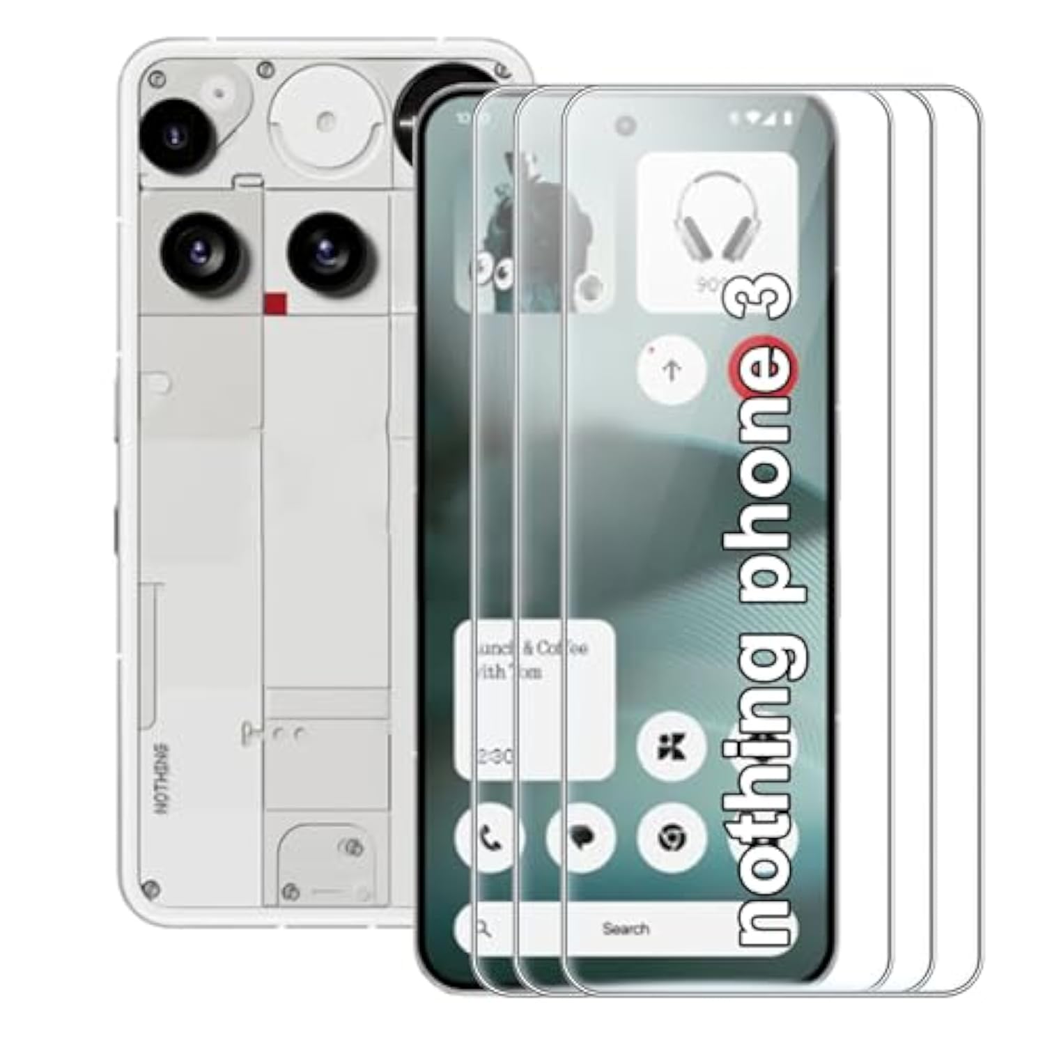 For Nothing Phone 3 Screen Protector, 9H Hardness Anti-Scratch Tempered Glass Flim, Case Friendly(3 Pack)