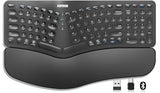 Ergonomic Keyboard With Cushioned Wrist Palm Rest, Multi-Device Wireless Bluetooth With Usb-A Usb-C Receiver Comfortable Ergonomic Split Keyboard, For Windows Computer Laptop Pc Tablet