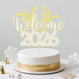 Welcome 2026 Cake Topper,Happy New Year 2026 Party Supplies,Happy New Year Cake Topper,New Year'S Eve,Christmas,Happy Holidays Party Decorations (Gold And Silver)