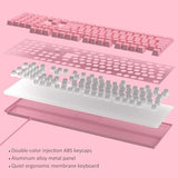 GT838 Gaming Keyboard and Mouse Combo, 104 Keys RGB Backlit Quiet Wired Keyboards for Laptop PC MAC, with Number Pad, Metal Panel, Anti-Ghosting, Pink