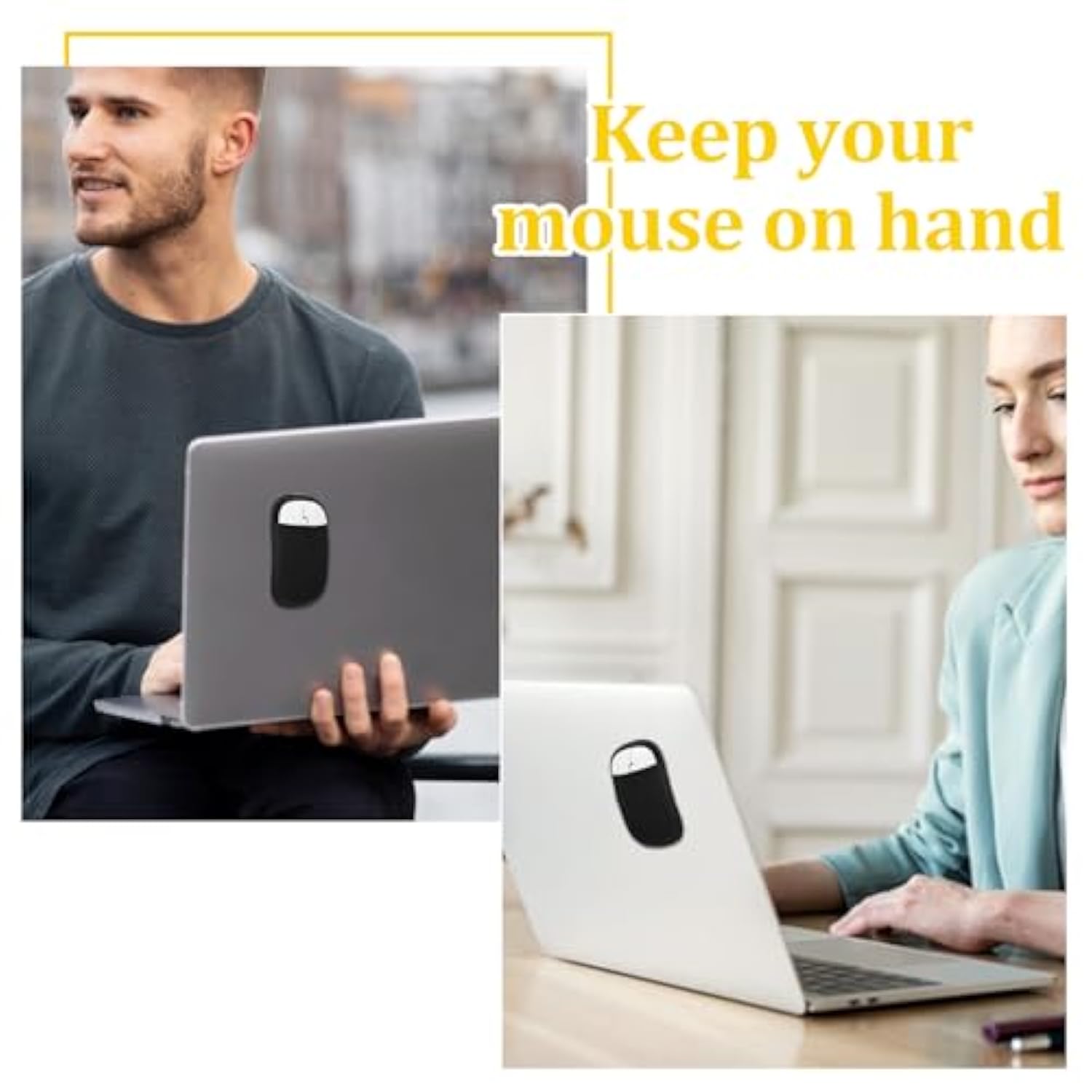 Slim Mouse Holder For Laptop, Universal Stick-On Mouse Pouch, Reusable Elastic Mouses Pocket No Glue Residue Mouses Storage Bags For Computer Office Home