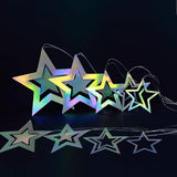 Iridescent Star Garland Decorations Holographic Hanging Star Party Decoration Galaxy Birthday Decor Ramadan Eid Twinkle Star Banner Backrop Alien Space Celestial Theme Party Supplies