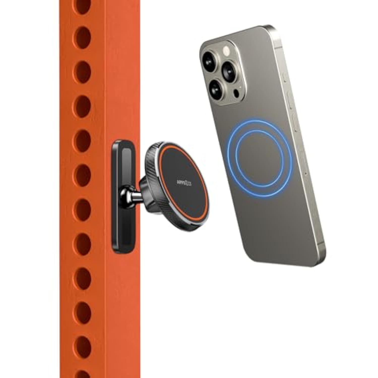 Magnetic Phone Holder For Gym, Alloy Base & Ball Joint, Attach To Metal Surfaces, Dual Magnetic Phone Mount For Magsafe Iphone 12-16 Series